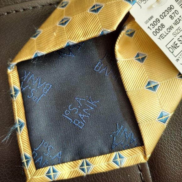 New W/Tags Jos. A. Bank  Executive Collection  Yellow and Blue Silk Neck Tie - Picture 6 of 9
